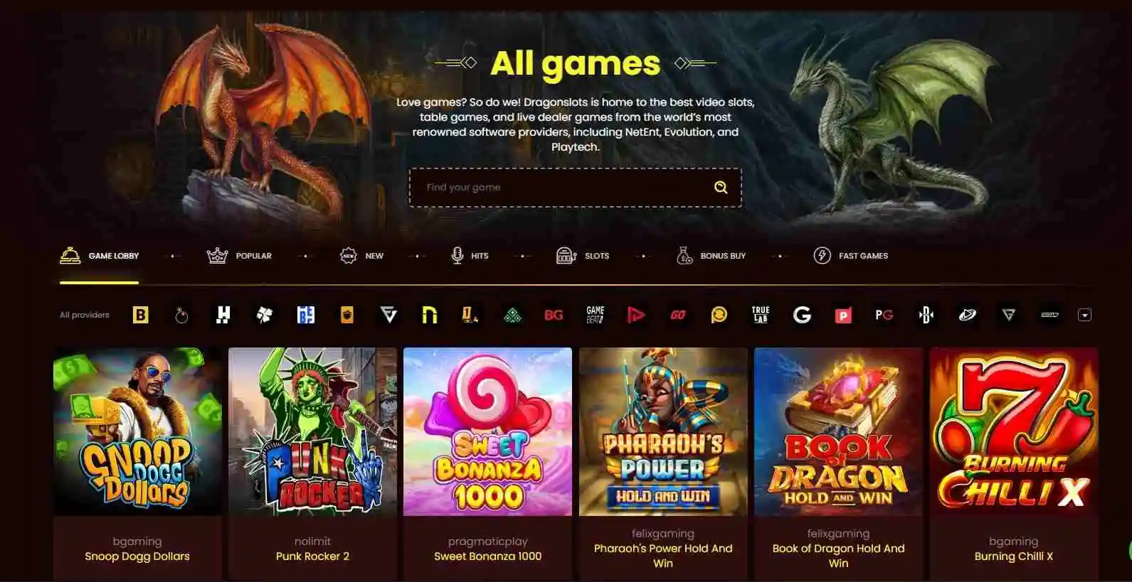 dragonslots casino reiew all games